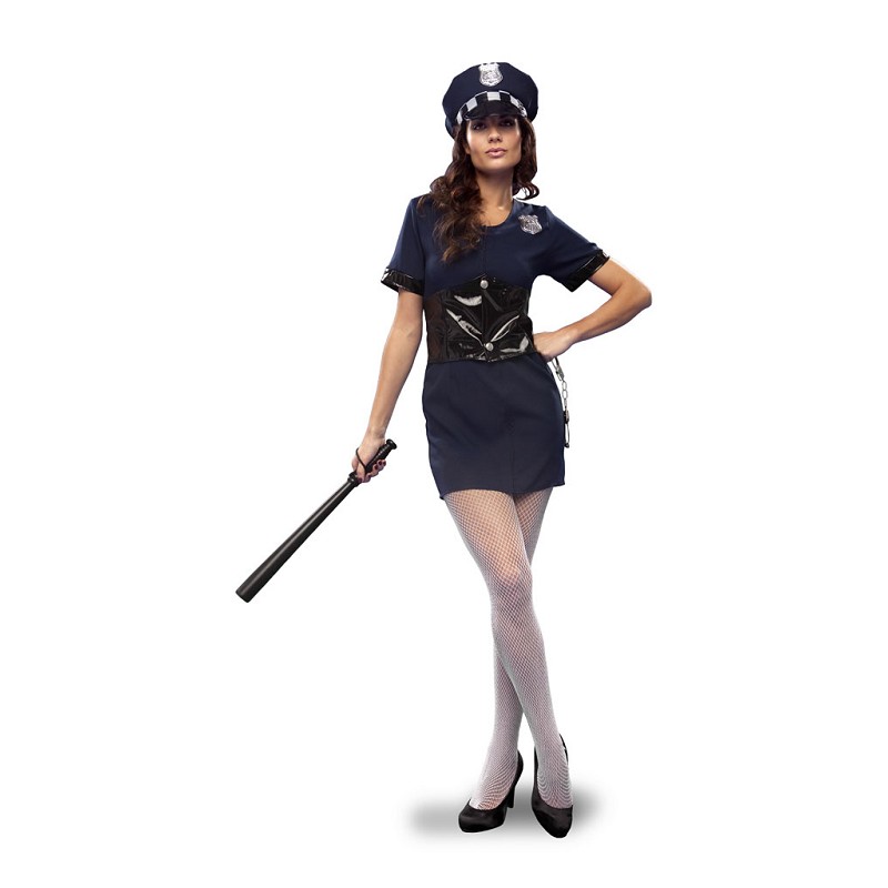 Disfraz Azul de Policia Sexy con Sombrero para Mujer - MiDisfraz