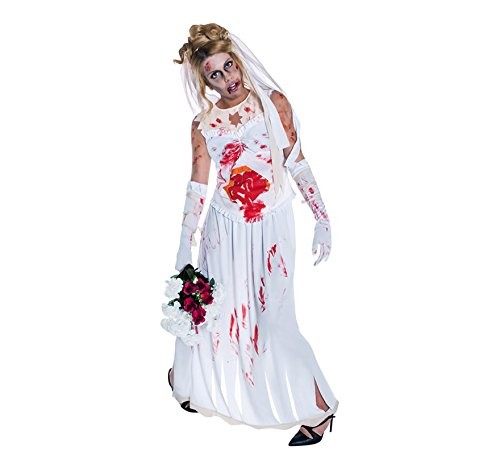 ajustar Touhou Cuarto Disfraz de Novia Zombie con Velo y Sangre para Mujer - MiDisfraz
