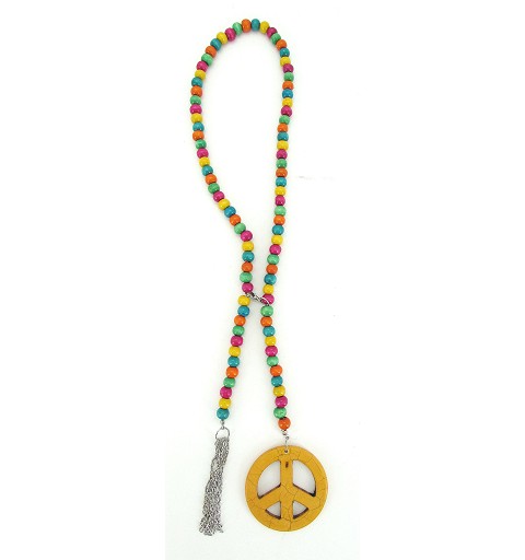Collar Hippy Bolas Madera