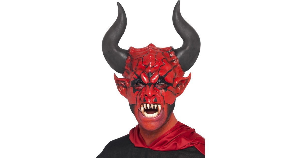 Máscara de Diablo Rojo con Cuernos Negros para Adulto MiDisfraz