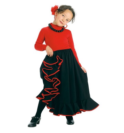 Falda Rociera Negra Niña