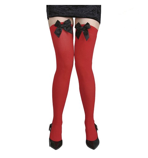 Medias Rojas Con Lazo Negro