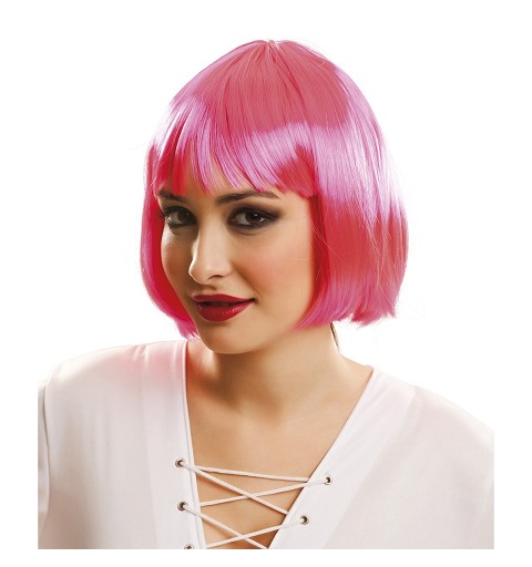 Peluca de Pelo Corto Rosa