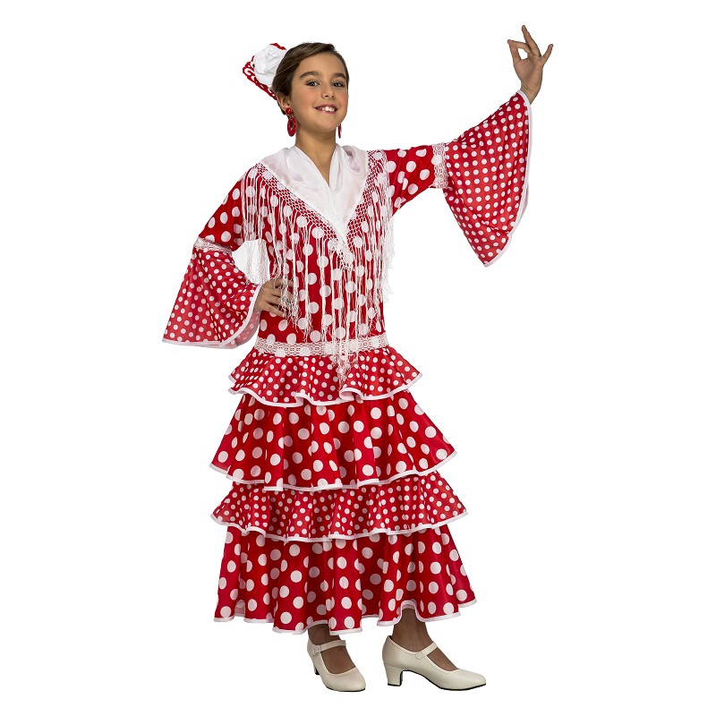 Vestido de Flamenca Rojo para Niña