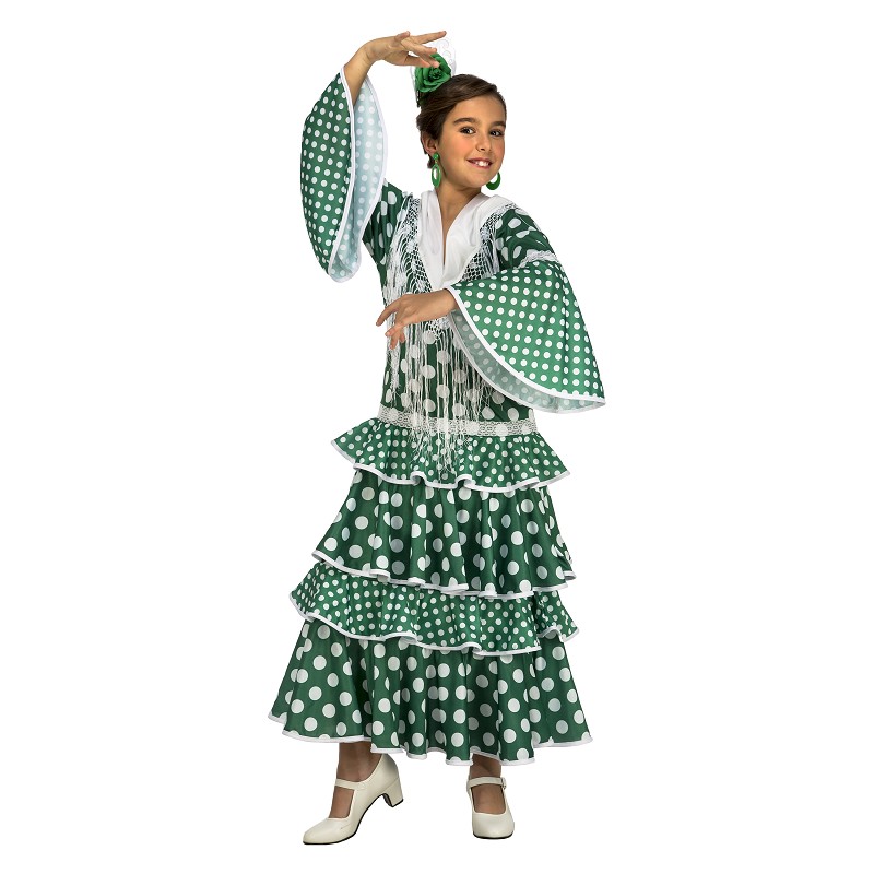 Vestido de Sevillana Verde para Niña