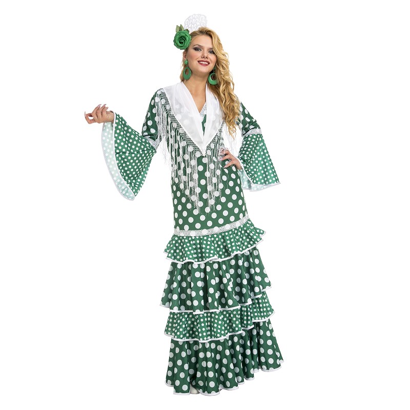 Vestido de Sevillana Verde para Mujer