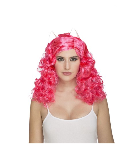 Peluca Rizada Rosa Con...
