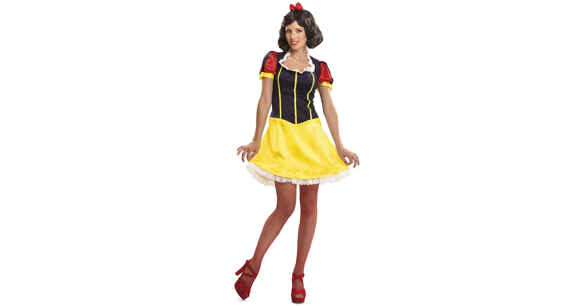 Peluca De Blancanieves Negra Con Lazo Rojo | Disfraz De Cuento | 100% Poliéster | Talla única